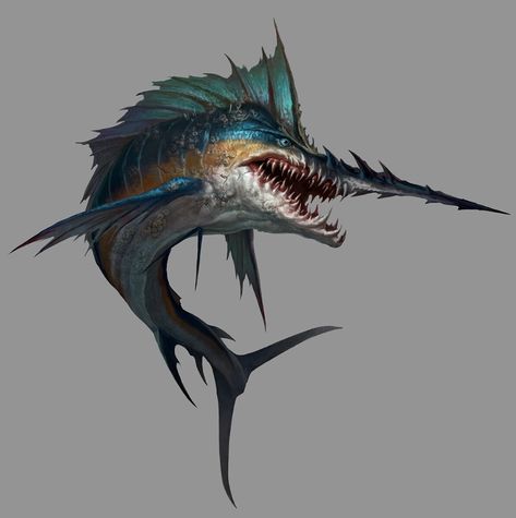 Scary Sea Creatures, Sea Monster Art, Ocean Monsters, Monster Fishing, Creature Artwork, Cool Monsters, Fantasy Beasts, Underwater Creatures, Monster Concept Art