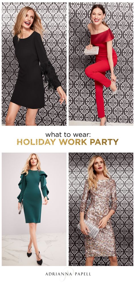 Shop more dresses for your upcoming holiday work party! Work Holiday Party Cocktail Dress, Christmas Party Dress Formal, Formal Christmas Party Dresses, Christmas Party Dresses 2022, Christmas Cocktail Dress Classy, Elegant Holiday Dresses Classy, Christmas Professional Outfit, Christmas Party Dress Work Semi Formal, Womens Work Christmas Party Outfits