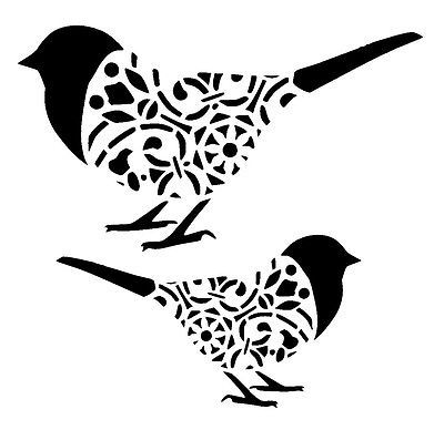 two vintage design birds stencil  craft,fabric,glass,furniture,wall art Wall Stencils Diy, Bird Stencil, Fabric Glass, Stencils Printables, Wall Stencil, Stencil Templates, Silhouette Stencil, Pola Sulam, Bird Silhouette