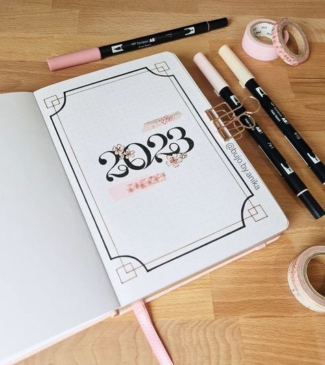 Bujo 2023 Cover Page, 2023 Cover Page, Bujo 2023, Bullet Journal Ideas Templates, Bulletin Journal Ideas, Instagram 2023, Bullet Journal Diy, Bullet Journal Notebook, Bullet Journal Design Ideas