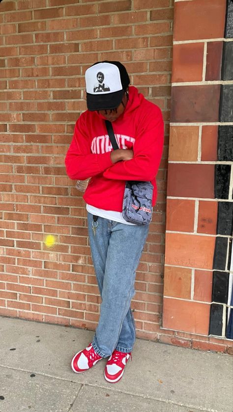 Black And Red Shoes Outfit Men, Red Nike Dunks Outfit Men, University Red Dunks Outfit Men, Red And White Dunks Outfit Men, Red Shoe Outfits Men, Gym Red Dunks Outfit Men, Red Jordans Outfit Men, Dark Red Outfit Men, Red And Black Outfits Men Street Styles