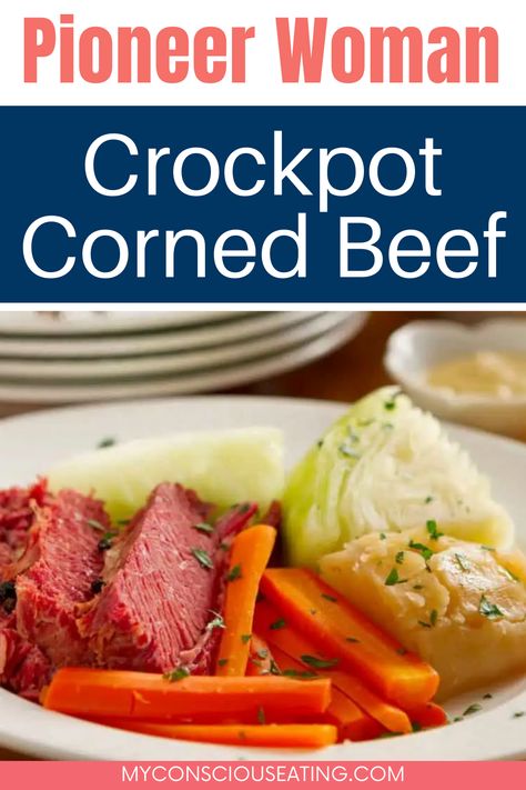 Pioneer Woman Crockpot Corned Beef sliced on plate with carrots Pioneer Woman Corned Beef And Cabbage, Pioneer Woman Corned Beef, Cornbeef And Cabbage Crockpot, Pioneer Woman Crockpot, Crockpot Corned Beef, Best Corned Beef, Corned Beef Recipes Slow Cooker, Corned Beef And Cabbage Recipe, Beef And Cabbage Recipe