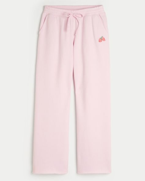 Hollister Clothes, Hollister Sweatpants, Straight Sweatpants, Holiday Wishlist, Hollister Pants, Strawberry Print, Teen Clothing, Fleece Sweatpants, Christmas Wishlist