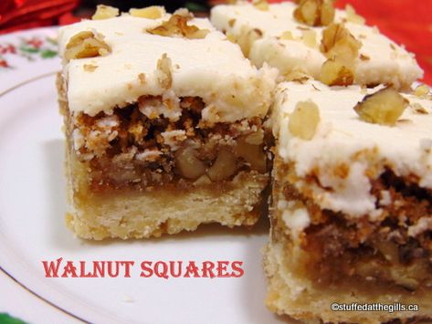 Christmas Cookies And Squares, Queen Anne Squares, Christmas Baking Squares, Baking Squares, Walnut Squares, Cherry Pound Cake, Apple Squares, Yummy Things To Bake, Newfoundland Recipes