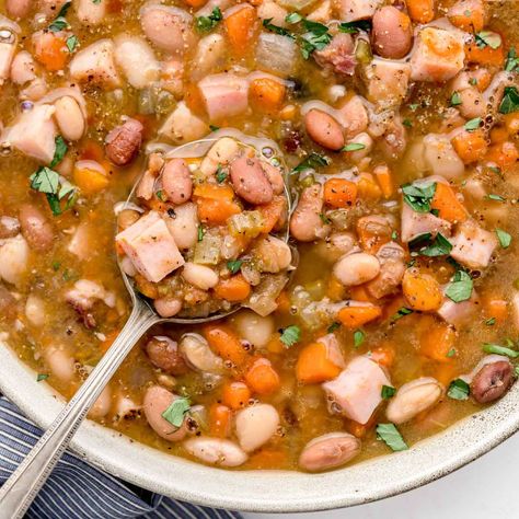 Hambone Soup Recipes, Hambone Soup, Ham Bone Soup Recipes, Pressure Cooker Beans, Ham Bone Soup, 15 Bean Soup, Bone Soup, Soup Beans, Leftovers Soup