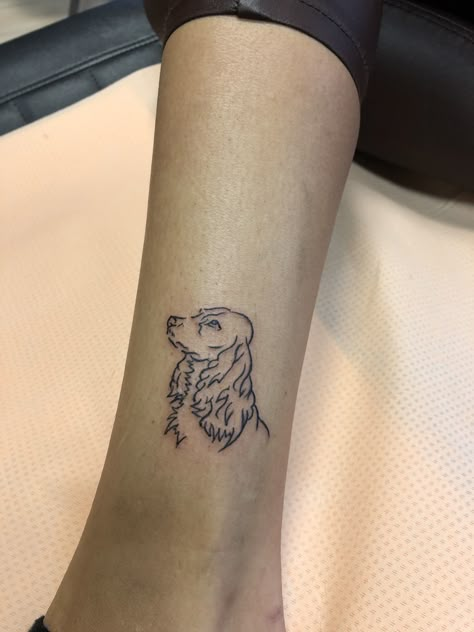 Springer Spaniel Tattoo Ideas, Cocker Spaniel Tattoo Ideas, Dog Tattoo Cocker Spaniel, Springer Spaniel Tattoo Outline, Cocker Spaniel Outline Tattoo, Cocker Spaniel Tattoo Minimalist, Springer Spaniel Tattoo, Tattoo Of Dog, Cocker Spaniel Tattoo