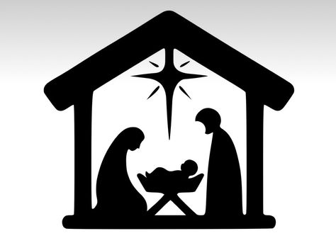 Nativity Scene Silhouette, Nativity Clipart, Simple Nativity, Nativity Silhouette, Silhouette Template, Silhouette Clip Art, Silhouette Christmas, Silhouette Images, Christmas Nativity Scene