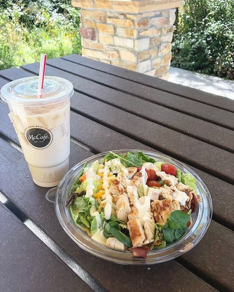 Out and about today, so stopped for lunch @mcdonalds. Their bacon ranch salad w/ grilled chicken is SO damn good! . And can’t forget the… Mcdonalds Salad, Chicken Bacon Ranch Salad, Bacon Ranch Salad, Mcdonalds Chicken, Ranch Salad, Bacon Salad, About Today, Chicken Bacon Ranch, Bacon Ranch