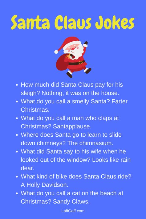 Funny Santa Claus jokes Santa Jokes, Kids Jokes And Riddles, Funny Christmas Jokes, Funny Santa Claus, Christmas Jokes, Funny Santa, Jokes And Riddles, Positive Motivation, Kindness Quotes