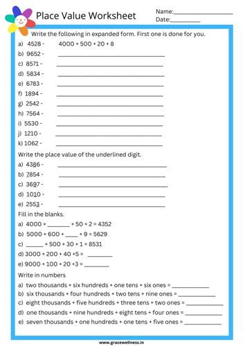 place value worksheet, grade 3 math worksheet, free printable pdf, math worksheet with answers Maths For 3rd Grade, Worksheet For Class 3 Maths, Grade5 Math Worksheets, Class 3 Maths Worksheet Addition, 4 Digit Place Value Activities, 4 Digit Place Value Worksheets, Worksheet For Grade 3 Maths, Number In Words Worksheet Grade 3, Class 3rd Math Worksheet