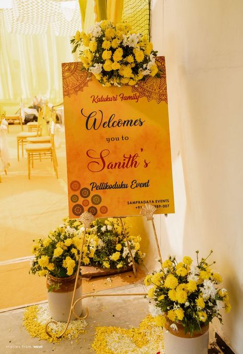 Wedding Welcome Board Ideas Wedding Welcome Board Ideas, Welcome Board Ideas, Haldi Ceremony Decorations, Nikah Decor, Wedding Boards, Wedding Welcome Board, Unique Wedding Cards, Sangeet Outfit, Cool Wedding