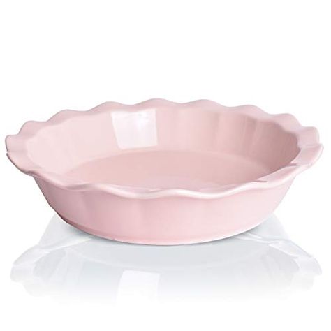 Bosmarlin Ceramic Pie Pan, 9 Inches Pie Dish, 50 oz, Pie Plate for Baking, Microwave, Oven Safe and Dishwasher safe (Pink, 9 inches) Baking Microwave, Baking Savory, Sheppard Pie, Garlic Roaster, Casserole Dish Set, Mini Casseroles, Sweet Pies, Fruit Pie, Pie Pan