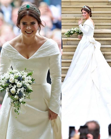 #New The wedding of Princess Eugenie of York and Jack Brooksbank (12th October)❤️ . The bride: - Princess Eugenie’s Wedding dress has been designed by Peter Pilotto and Christopher De Vos. Princess Eugenie met the designers when she was co-hosting an event in support of women artists. Her Royal Highness has been wearing designs by the brand for several years. Princess Eugenie, Mr Pilotto and Mr De Vos have worked closely together on the design of the dress. The designers undertook archive ... Eugene Wedding, Eugenie Wedding, Royal Wedding Gowns, Jack Brooksbank, Open Back Wedding, Reine Elizabeth Ii, Open Back Wedding Dress, Royal Wedding Dress, Royal Brides