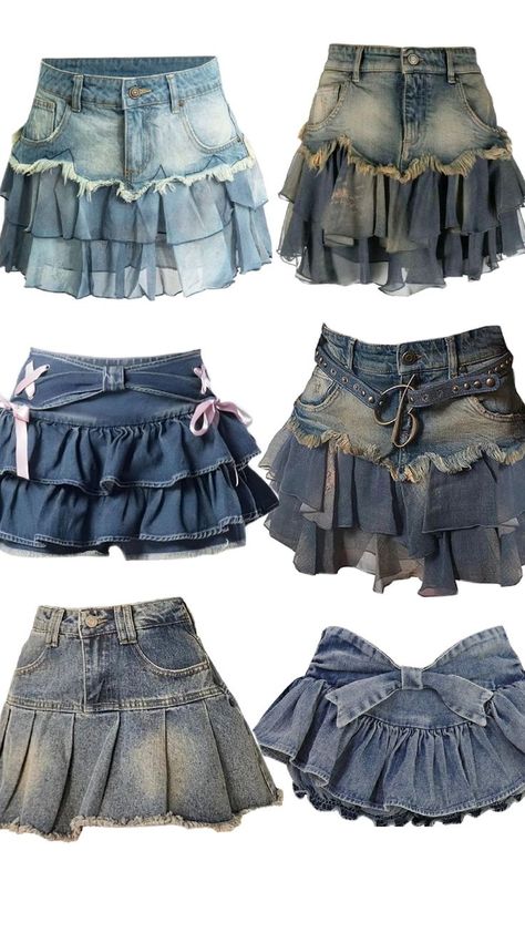 Jean Skirt With Ruffles, Ruffle Jean Skirt, Ruffle Skirt Tutorial, Y2k Jean Skirt, Denim Pleated Skirt, Pleated Denim Skirt, Cowboy Carter, Ruffle Skirts, Denim Skirt Outfits