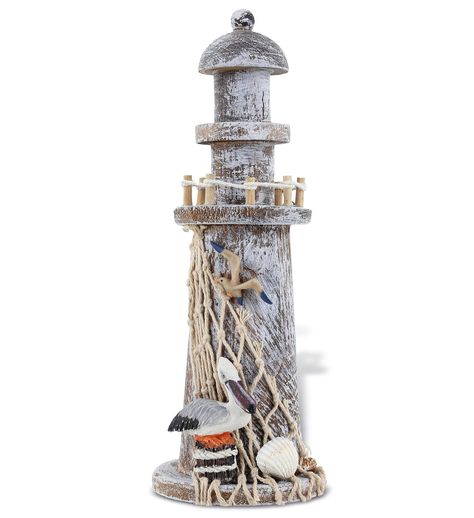 Beachy Decorations, Lighthouse Bathroom Decor, Nautical Shelf, Garden Lighthouse, Wooden Lighthouse, Lighthouse Gifts, Light Palette, Lighthouse Decor, Anchor Decor