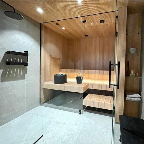 Sauna Bathroom Design, Sauna Lights, Wood Sauna, Wellness Home, Zen Interiors, Spa Interior Design, Sauna Steam Room, Sauna Design, Spa Interior