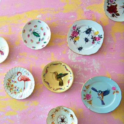 DIY Decorated china plates by Pearl Lowe | How to decorate china plates. Here’s how to add your own bespoke touch. Decoupage Plates, China Crafts, Old Plates, Plates Diy, Pretty Plates, Plate Crafts, Painted Plates, Pattern Wall, Plate Art