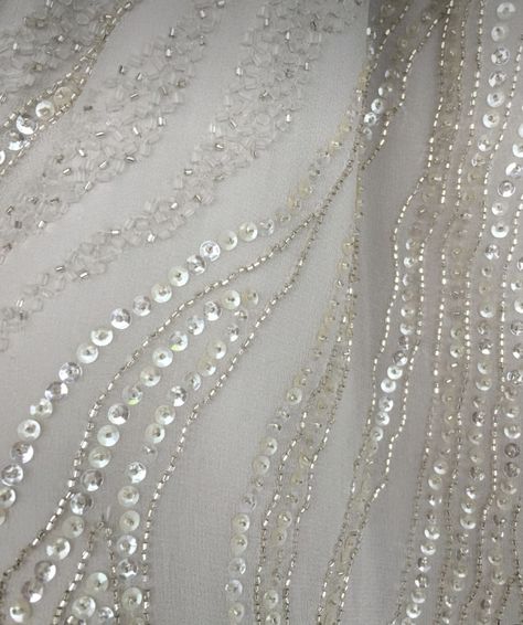 Pearl Embroidery Dress, Pearl Embroidery Designs, Sparkly Embroidery, Haute Couture Embroidery, Tambour Beading, Pearl Embroidery, Creative Textiles, Tambour Embroidery, Couture Embroidery