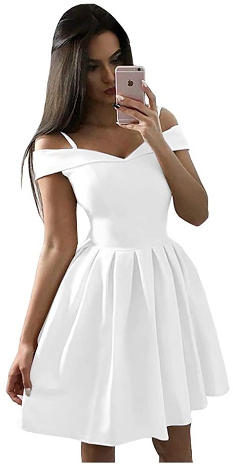 Off The Shoulder Homecoming Dress, Formal Prom Dresses Short, Satin Homecoming Dresses, Prom Dress With Pockets, Gown With Pockets, Prom Dress For Teens, Confirmation Dresses, Homecoming Dresses For Teens, Satin Homecoming Dress