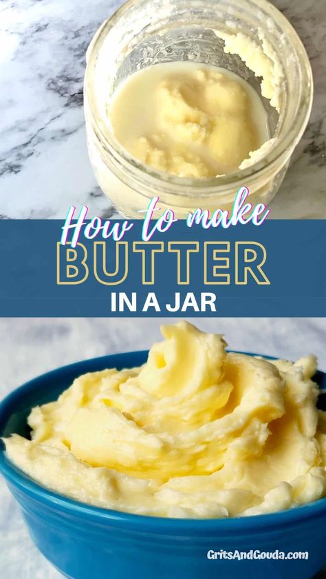 Making Butter From Heavy Cream In A Jar, Homemade Butter In A Jar, Gouda Recipes, Butter In A Jar, Make Your Own Butter, Gouda Recipe, Butter Boards, Flavored Butter Recipes, Butter Recipes Homemade