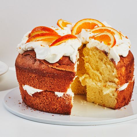 Orange Chiffon Cake Recipe | Epicurious Orange Recipes Easy, Orange Chiffon Cake Recipe, Citrus Cake Recipe, Nut Free Baking, Orange Sweet Rolls, Orange Chiffon Cake, Chiffon Cake Recipe, New Years Eve Dessert, Fennel And Orange Salad