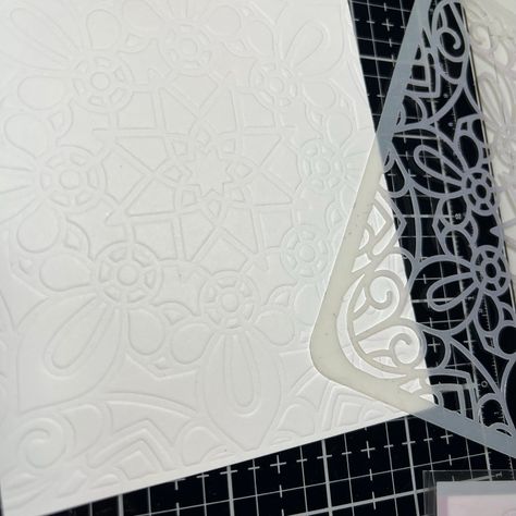 Dry embossing with stencils! How To Make Embossing Paste, Embossing Without A Machine, Diy Embossing Powder, Texture Paste Cards Stencils, How To Use Embossing Powder, Timeworn Type 3d Embossing Folder, Mixed Media Stencils, Embossing Stencils, Die Cut Machines