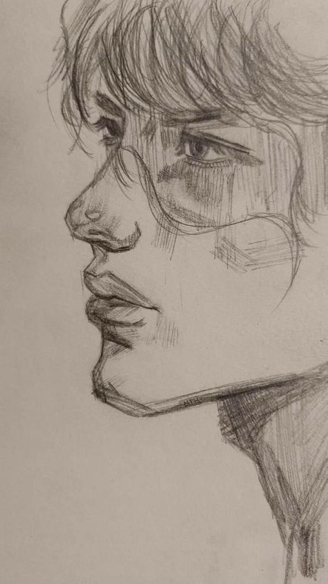 Guy Side View Drawing, Animation Drawing Sketches Easy, Sharp Drawing Style, Male Form Drawing, Face Porpotion Reference Drawing, Face Drawing Grid, Character Posing Reference, Dnd Character Sketch, Drawing Inspo Sketch Human