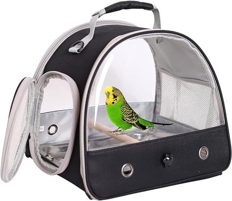 Amazon.com : Bird Travel Carrier, Portable Small Bird Parrot Parakeet Carrier with Standing Perch and Stainless Steel Tray, Side Access Window Collapsible : Pet Supplies Bird Travel Carrier, Bird Carrier, Small Bird Cage, Bird Parrot, Parrot Cage, Travel Carrier, Hiking Adventure, Soccer Gear, Clear Windows