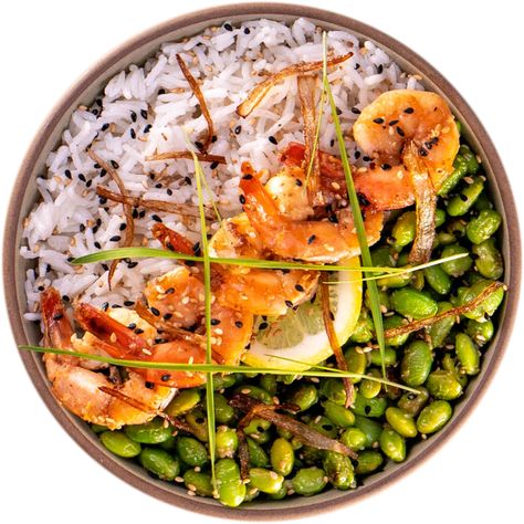 Garlic Shrimp with Edamame and Coconut Rice Shrimp Edamame, Edamame Recipes, Food Information, Potted Shrimp, Shrimp Avocado, Rice Ingredients, Coconut Rice, Garlic Shrimp, Canned Coconut Milk