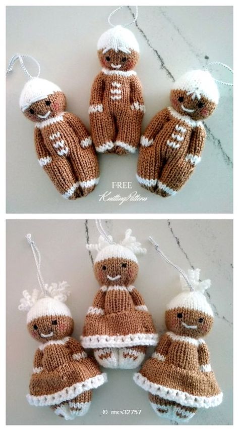 Gingerbread Man Free Knitting Patterns - Knitting Pattern Gingerbread Man Free, Christmas Knitting Projects, Knit Christmas Ornaments, Knitted Christmas Decorations, Knitting Dolls Free Patterns, Knitted Dolls Free, Addi Knitting Machine, Christmas Knitting Patterns Free, Knitted Doll Patterns