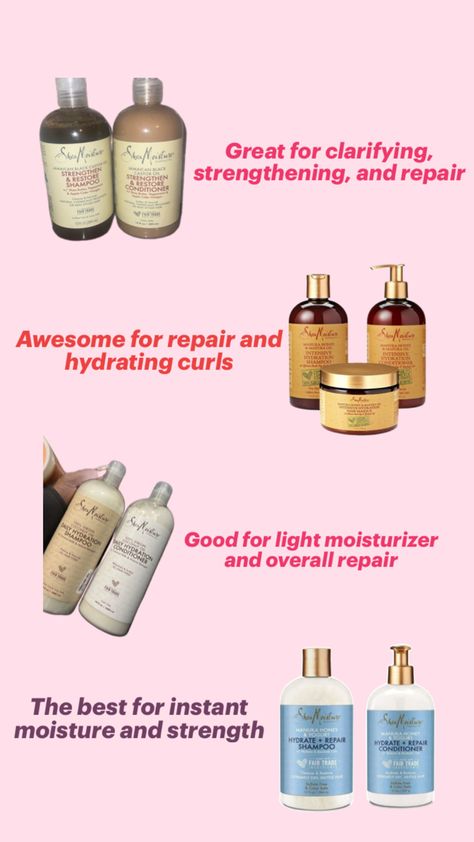 These products are great for clarifying, hydrating, and repairing curly hair. 4c Hair Care, Healthy Hair Routine, Moisture Hair, Shea Moisture, Light Moisturizer, Natural Hair Tips, Curly Hair Care, Hair Maintenance, Curly Hair Tips