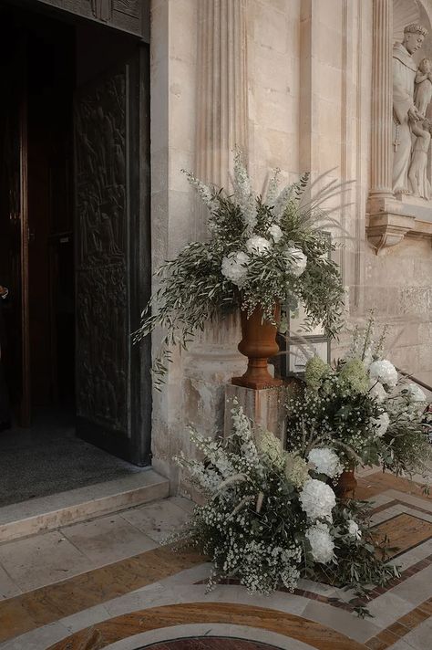 Wedding Church Aisle, Church Aisle, Italian Destination Wedding, Italian Inspired Wedding, Wedding Isles, Orthodox Wedding, Church Wedding Decorations, Aisle Flowers, Wedding Arbour