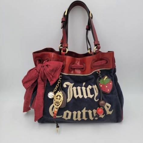 Juicy Couture Terry Cloth Red Leather Strawberry Daydreamer Shoulder Tote Bag | eBay Y2k Bags, Vintage Designer Bags, Juicy Couture Purse, Image Swag, Juicy Couture Handbags, Dream Bags, Girly Bags, Couture Bags, Juicy Couture Bags