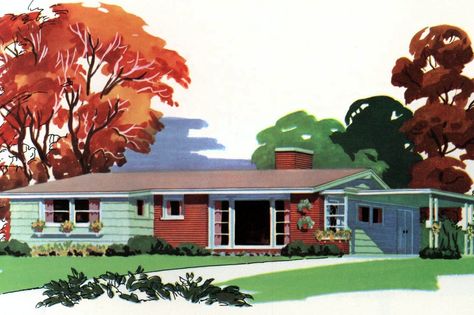 How to remodel without spoiling your home's 1950s style - Click Americana 1950s House Exterior, 1950 Home Decor, Aesthetic House Exterior, 1950 House, 50s Home, 50s House, 1950s Home, 50s Aesthetic, Bedroom Inspirations Minimalist