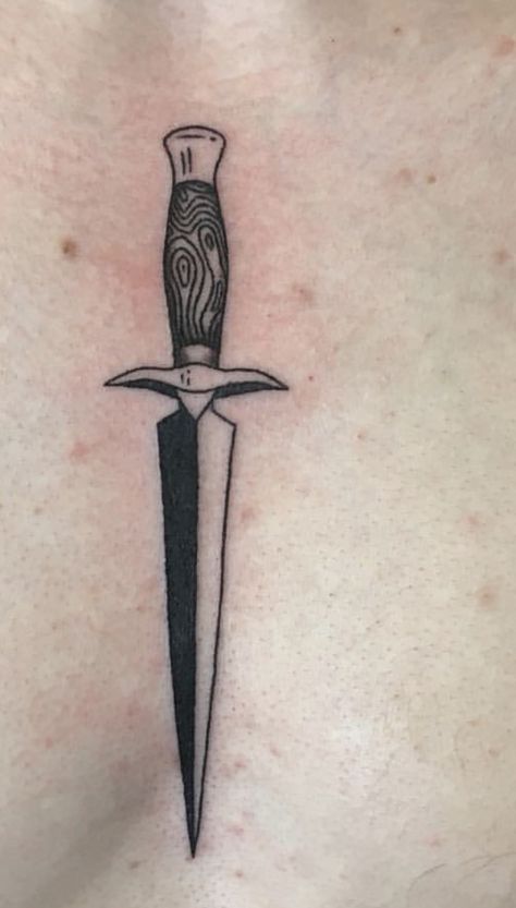 Illustrative Blackwork Tattoo, Greece Tattoo, Simple Knife, Homemade Tattoos, Blade Tattoo, Tattoo Spots, Knife Tattoo, Stick N Poke, Clever Tattoos