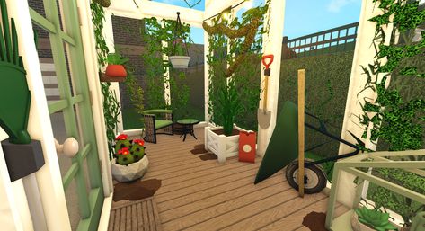 Bloxburg Greenhouse Ideas, Bloxburg Greenhouse, Bloxburg Inspiration, Bloxburg Homes, Bloxburg Beach House, Home Roblox, Bloxburg Town, Roblox House, Bloxburg Houses