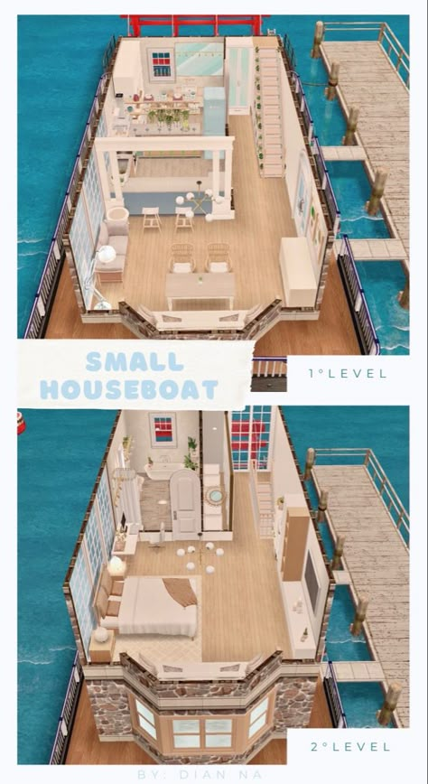 Small Houseboats, Sims Freeplay House Ideas, Casas The Sims Freeplay, Sims Design, Sims Decor, Lotes The Sims 4, Sims Home, Sims Freeplay Houses, Sims House Ideas