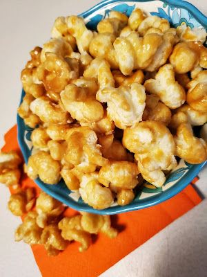 Carmel Coated Corn Puffs, Hulless Popcorn Recipes, Hulless Caramel Corn, Snacks Walmart, Caramel Puffed Corn Recipe, Pecan Pie Cookie, Caramel Puff Corn, Bariatric Desserts, Puff Corn