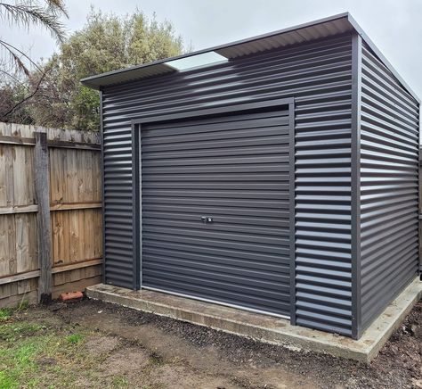 Roller Door Sheds | Secure Outdoors Door Sheds, Colorbond Cladding, Black Shed, Forest Living, Sheet Storage, Roller Door, Yard Sheds, Door Garden, Shed Doors