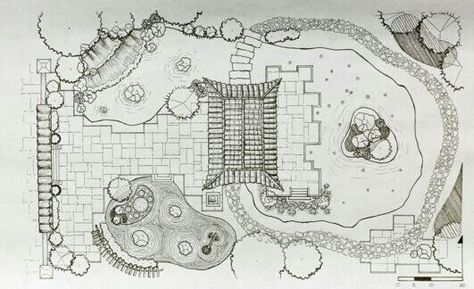 It always starts with a plan. Chinese stoll garden. Japanese Garden Landscape Plan, Chinese Garden Plan, Chinese Landscape Design, Landscaping Design Plans, Chinese Garden Landscape, Chinese Garden Design, Garden Planning Layout, Japanese Garden Landscape, Landscape Architecture Drawing