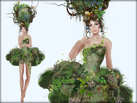 Mother Earth Costume, Trashion Show Recycled Fashion, Dark Fantasy Makeup, Earth Costume, Mother Nature Costume, Gaia Goddess, Pretty Wings, Earth Fairy, Goddess Outfit