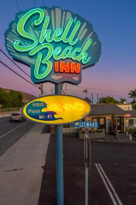 Florida Neon Signs, 50s Neon Aesthetic, Vintage Neon Aesthetic, 80s Motel Aesthetic, Trashy Beach Aesthetic, Retro Florida Aesthetic, Beach Neon Sign, Googie Aesthetic, 50s Beach Aesthetic