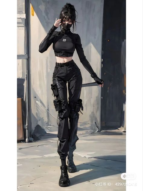 Female Assassin Outfits, Assassin Clothing, Female Assassin, Cyberpunk Style, Fashion Design Drawings, Future Fashion, Teen Fashion Outfits, Grunge Fashion, Grunge Outfits