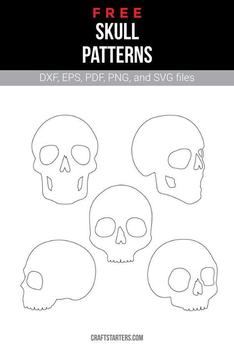 Explore creative skull templates perfect for crafting quilts, carvings, or decorations that add a spooky flair to any project this Halloween! Skull Quilt Block Free Pattern, Skull Patterns Templates, Skull Snowflake Pattern, Skull Carving Pattern, Skull Template Printables, Skull Printables, Skull Outline, Halloween Ornaments Diy, Felt Skull