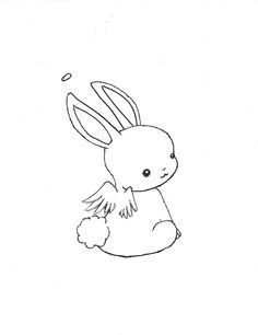 Bunny Tattoo Stencil, Bunny Angel Tattoo, Angel Bunny Tattoo, Hase Tattoos, Bunny Outline, Angel Bunny, Pink Energy, Bunny Tattoos, Cute Bunnies