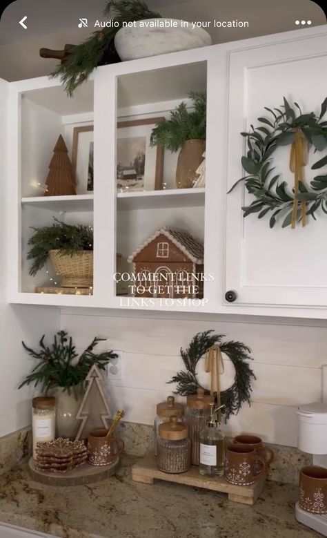 Christmas Kitchen Shelves Decor, Christmas Kitchen Bar Decor, Kitchen Hutch Christmas Decor, Neutral Christmas Kitchen Decor, Neutral Gingerbread Christmas Decor, Christmas Counter Decor, Christmas Kitchen Counter Decor, Countertop Christmas Decor, Kitchen Counter Christmas Decor