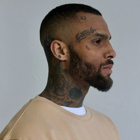 Face Tats Men, Sideburn Tattoo Guys, Face Tattoo Men, Bald Head Tattoo, Hairline Tattoo, Hairline Tattoos, Hair Tattoo Designs, Waves Hairstyle Men, Scalp Tattoo