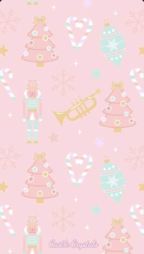 Pink Nutcracker Wallpaper, Pink Christmas Color Palette, Nutcracker Wallpaper Iphone, Cute Pink Christmas Wallpaper, Wallpaper Iphone Cute Green, Girly Christmas Wallpaper, Pink Xmas Wallpaper, Christmas Pattern Wallpaper, Nutcracker Wallpaper