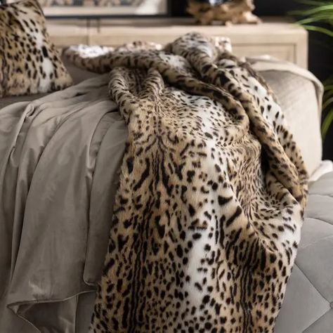 Lili Alessandra Animal Print Throw | Perigold Dark And Moody Bedroom, Moody Bedroom, Faux Fur Throw Blanket, The Leopard, Fur Throw, Large Pillows, Faux Fur Throw, Lumbar Pillow Cover, Duvet Cover Sets