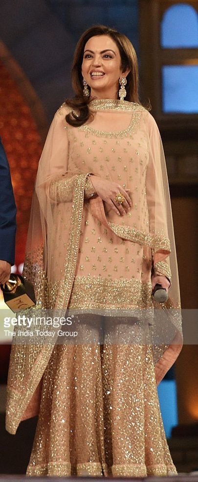 Nita Ambani Peach Sharara Suit, Bridal Sharara Designs, Peach Sharara, Bridal Sharara, Panjabi Suit, Nita Ambani, Sharara Designs, Salwar Kamiz, Sharara Suit